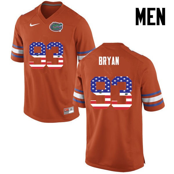 Florida Gators Men #93 Taven Bryan College Football USA Flag Fashion Orange